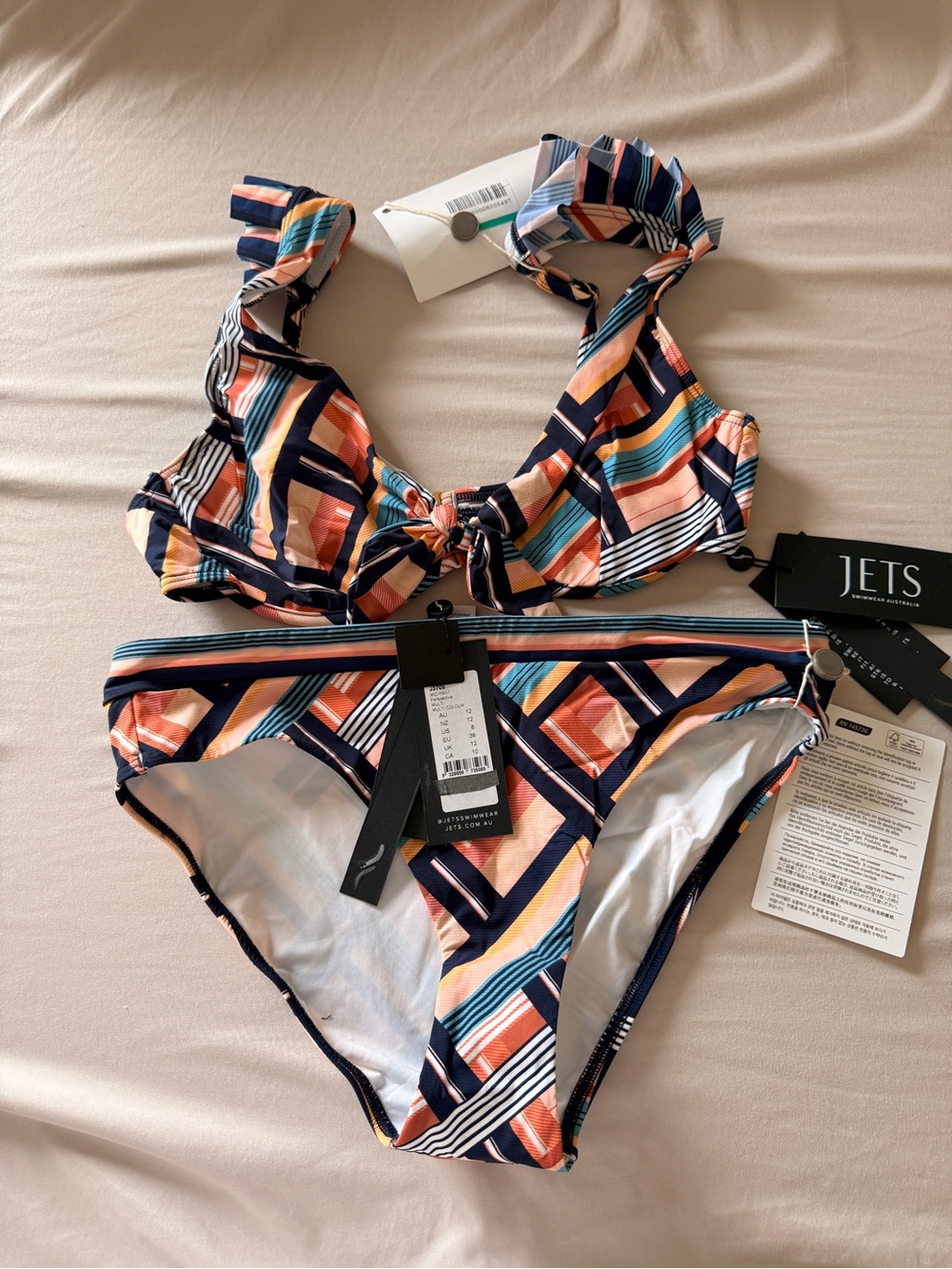 [BRAND NEW] JETS AUSTRALIA Perspective knotted ruffled Bikini Set / US 8